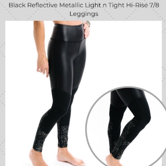 Zyia Black Reflective Metallic Light N Flight Tight 7/8 Leggings. Size 8-10. - Picture 4 of 17